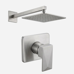 Kit Completo Chuveiro Deluxe - Ducha de parede Inox 20X20 + Acabamento Monocomando Deluxe
