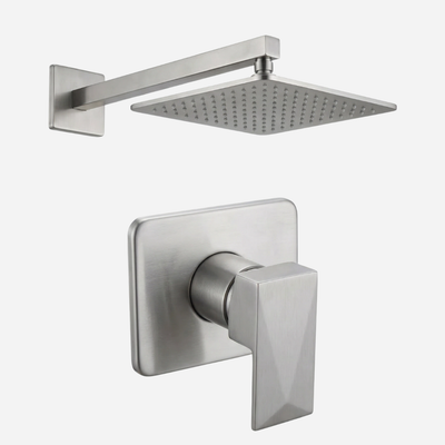 Kit Completo Chuveiro Deluxe - Ducha de parede Inox 20X20 + Acabamento Monocomando Deluxe