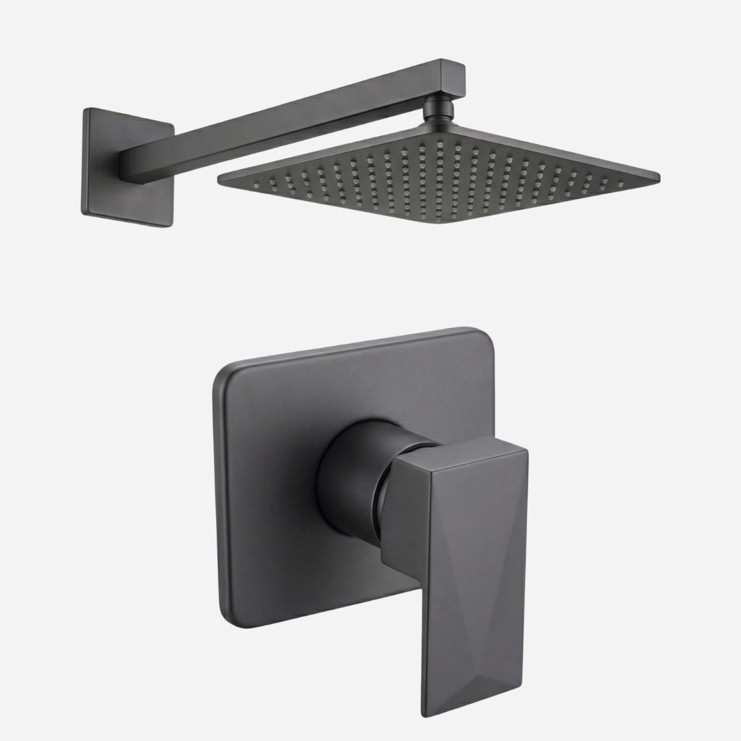 Kit Completo Chuveiro Deluxe - Ducha de parede Inox 20X20 + Acabamento Monocomando Deluxe