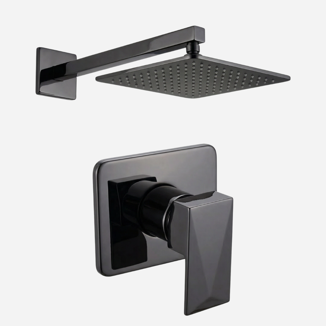 Kit Completo Chuveiro Deluxe - Ducha de parede Inox 20X20 + Acabamento Monocomando Deluxe