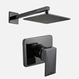 Kit Completo Chuveiro Deluxe - Ducha de parede Inox 20X20 + Acabamento Monocomando Deluxe