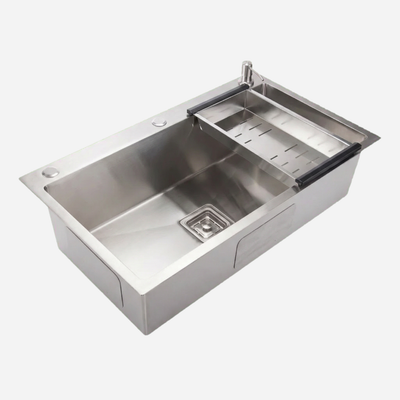 Cuba Gourmet Artisan Aço Escovado 78x45 Inox 304 com dispênser e cesta