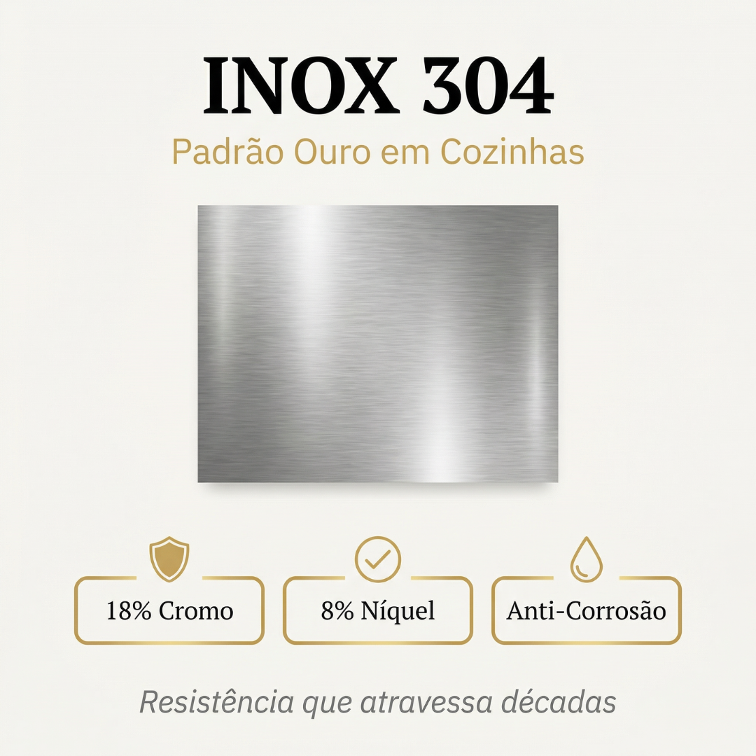 Cuba Gourmet Artisan Aço Escovado 78x45 Inox 304 com dispênser e cesta