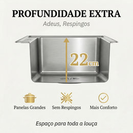 Cuba Gourmet Artisan Aço Escovado 78x45 Inox 304 com dispênser e cesta
