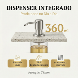 Cuba Gourmet Artisan Aço Escovado 78x45 Inox 304 com dispênser e cesta