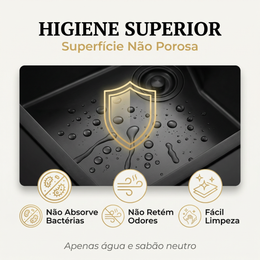 Cuba Gourmet Preta Artisan 78x45 Inox 304 com dispênser e cesta