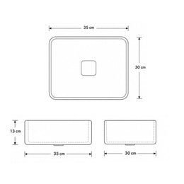 Cuba de louça para banheiro retangular Belagio 35cmx30cm - Branco