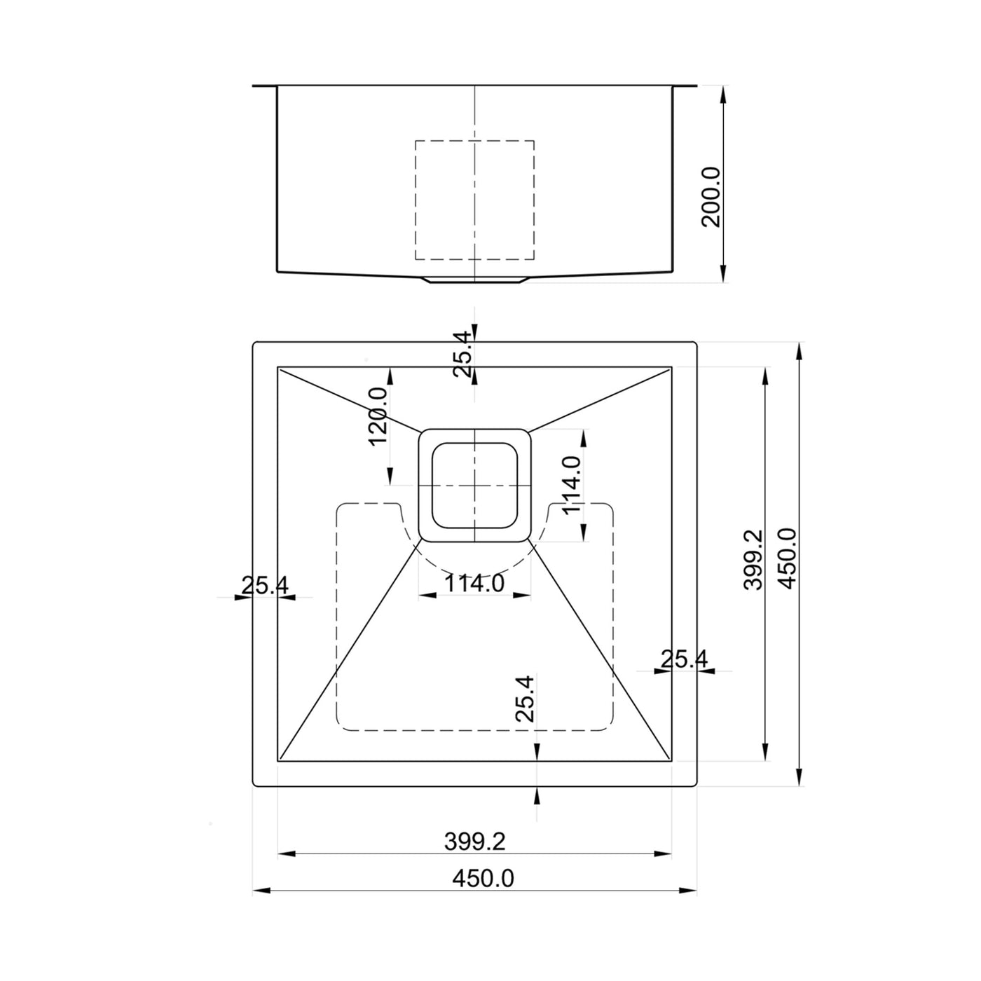 Cuba Inox Lux 400 para Cozinha 40×40 Aço Escovado