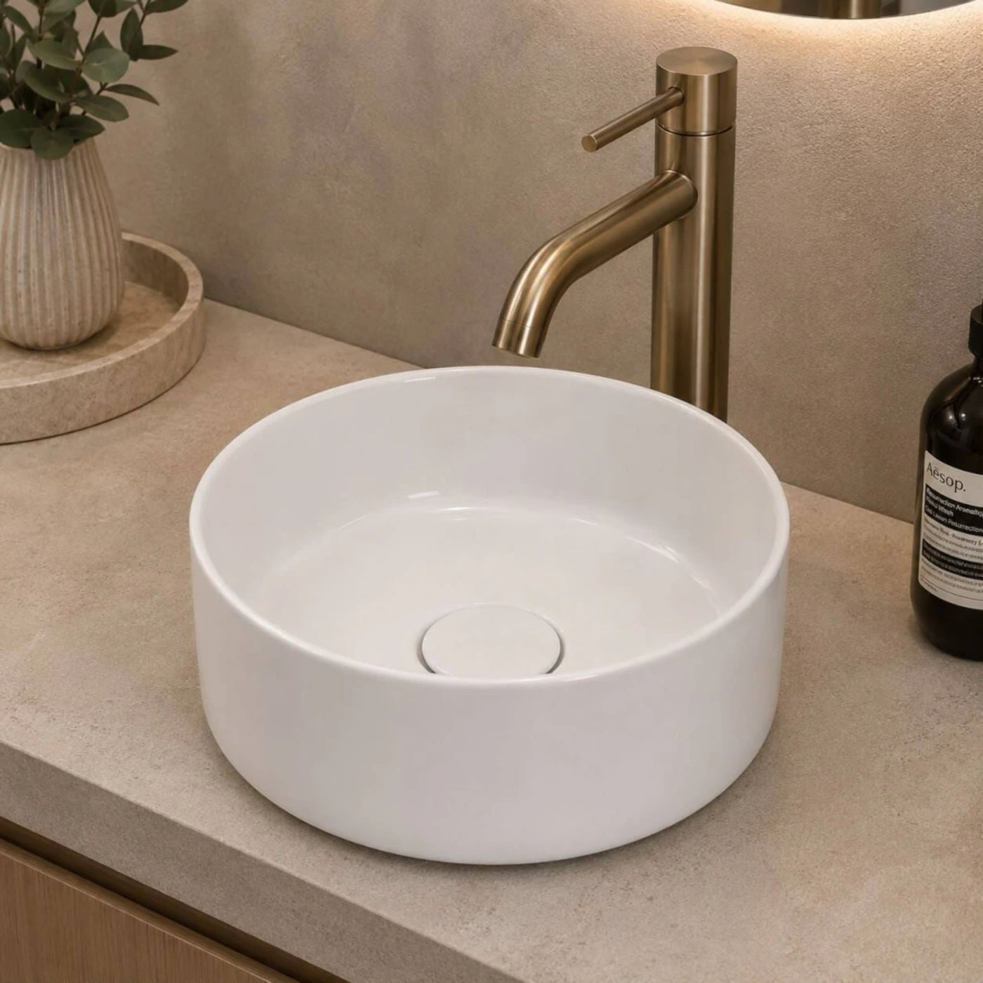 Cuba de Louça Redonda Tivoli 35x35cm Branco