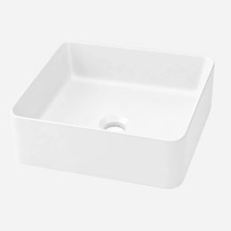 Cuba de louça para banheiro sobrepor quadrada Évora 36cmx36cm