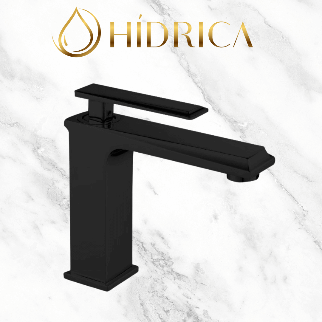 Misturador Monocomando para lavatório de mesa Bica baixa Dacar - Inox e preto fosco (cópia) HIDRICA