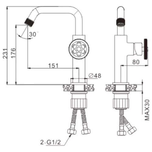 Misturador Monocomando Bica Baixa Rústico para lavabo - 2 Cores Hídrica