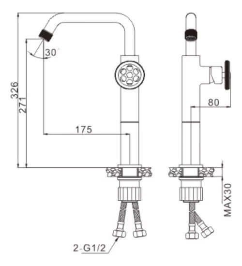 Misturador Monocomando Bica Alta Rústico para lavabo