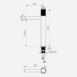 Torneira Monocomando bica alta para banheiro Round