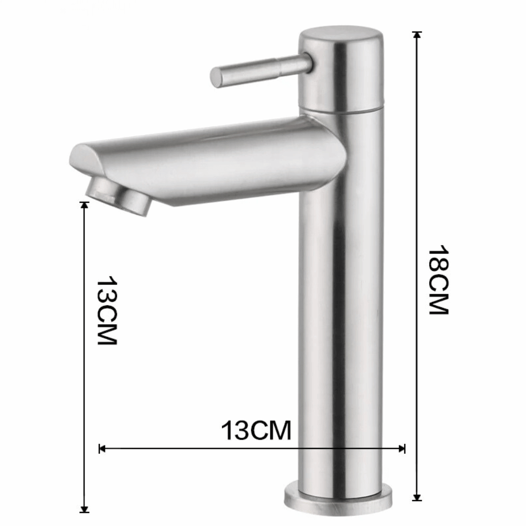 Torneira Luxo para Água Fria Bica Baixa- Aço Inox 304 - 2 Cores disponíveis Hídrica