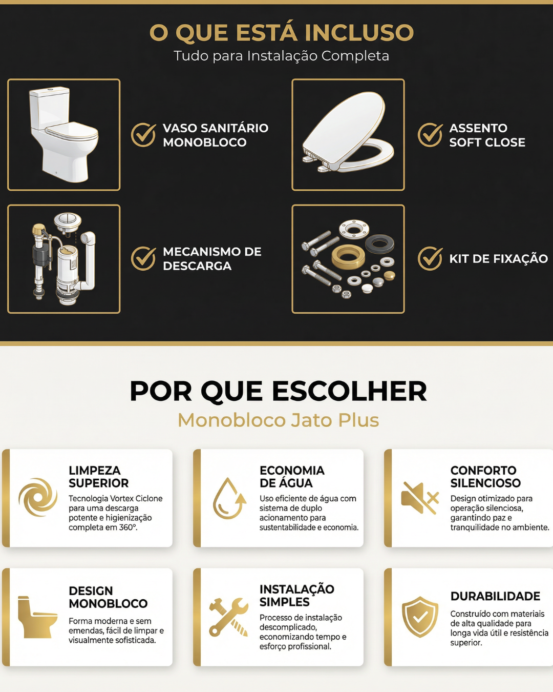 Vaso Sanitário Monobloco Linea Jato Plus com assento soft close