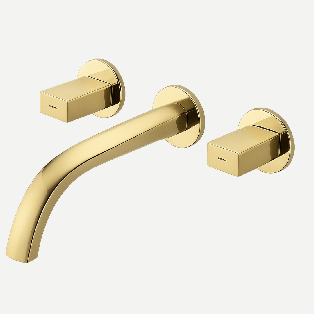 Misturador Duplo comando de parede para Lavabo Diamond dourada
