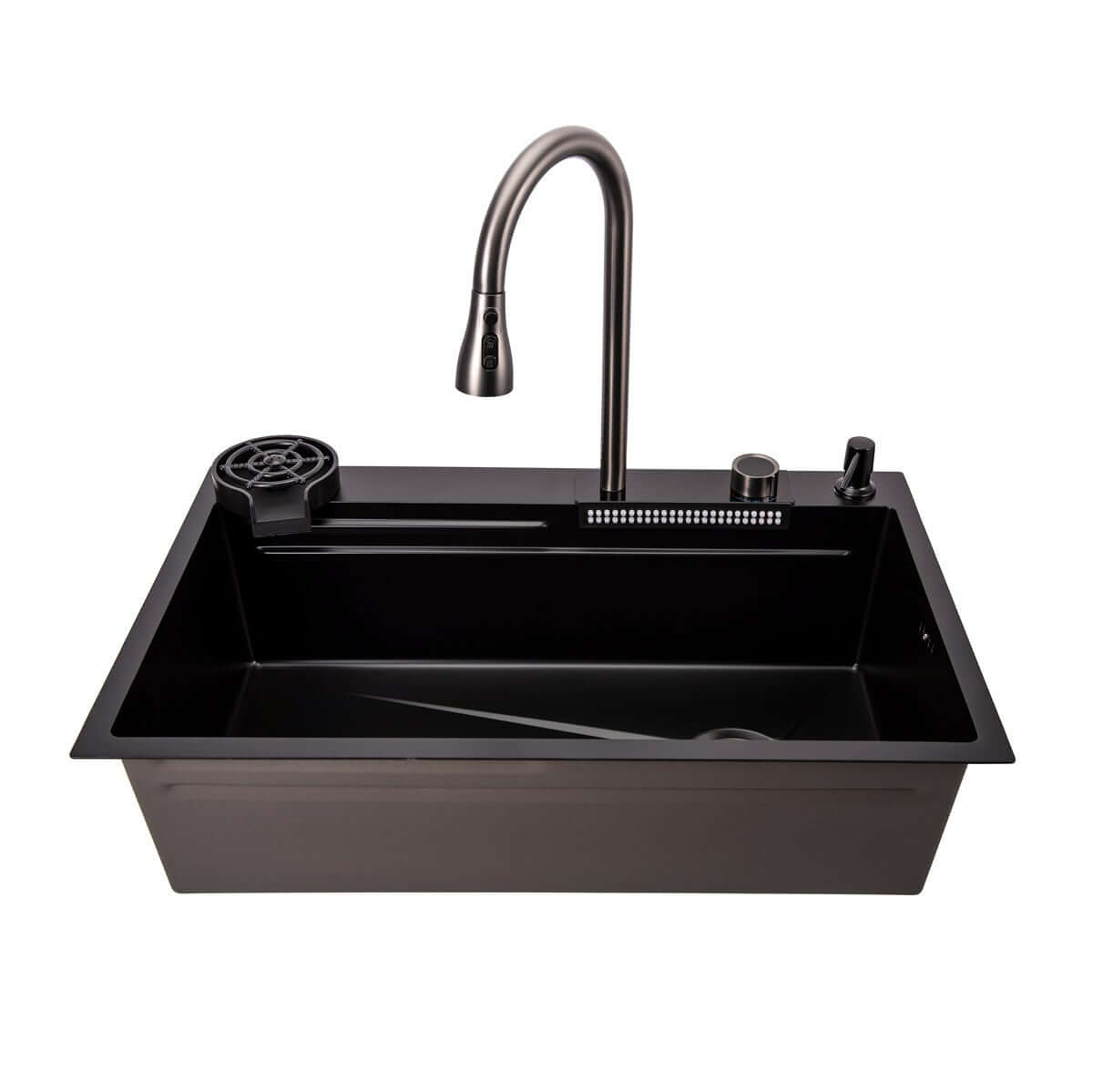 Pré-Venda: Cuba Smart Black - Aço Inox 304 + Torneira Embutida + Dispenser de Sabão + Lava copos Hídrica