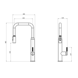 Torneira Monocomando Gourmet Para cozinha extensível Square