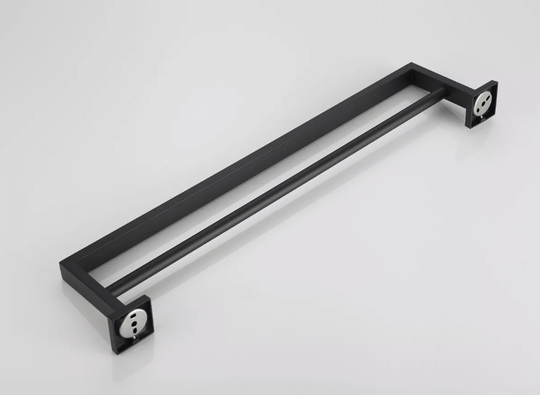 Porta Toalha Duplo Luxo Inox - Preto Hídrica