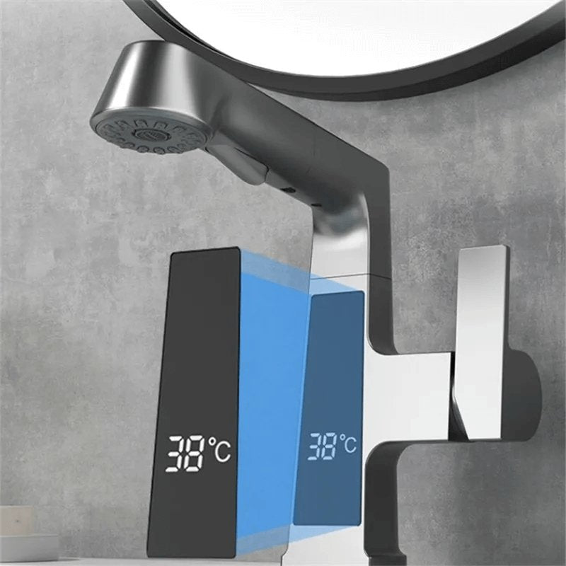 Torneira para Banheiro com Mangueira Extensível e Display - Monocomando Swirl
