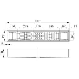 Calha Úmida Inox Lux Aço escovado105X16 com acessórios