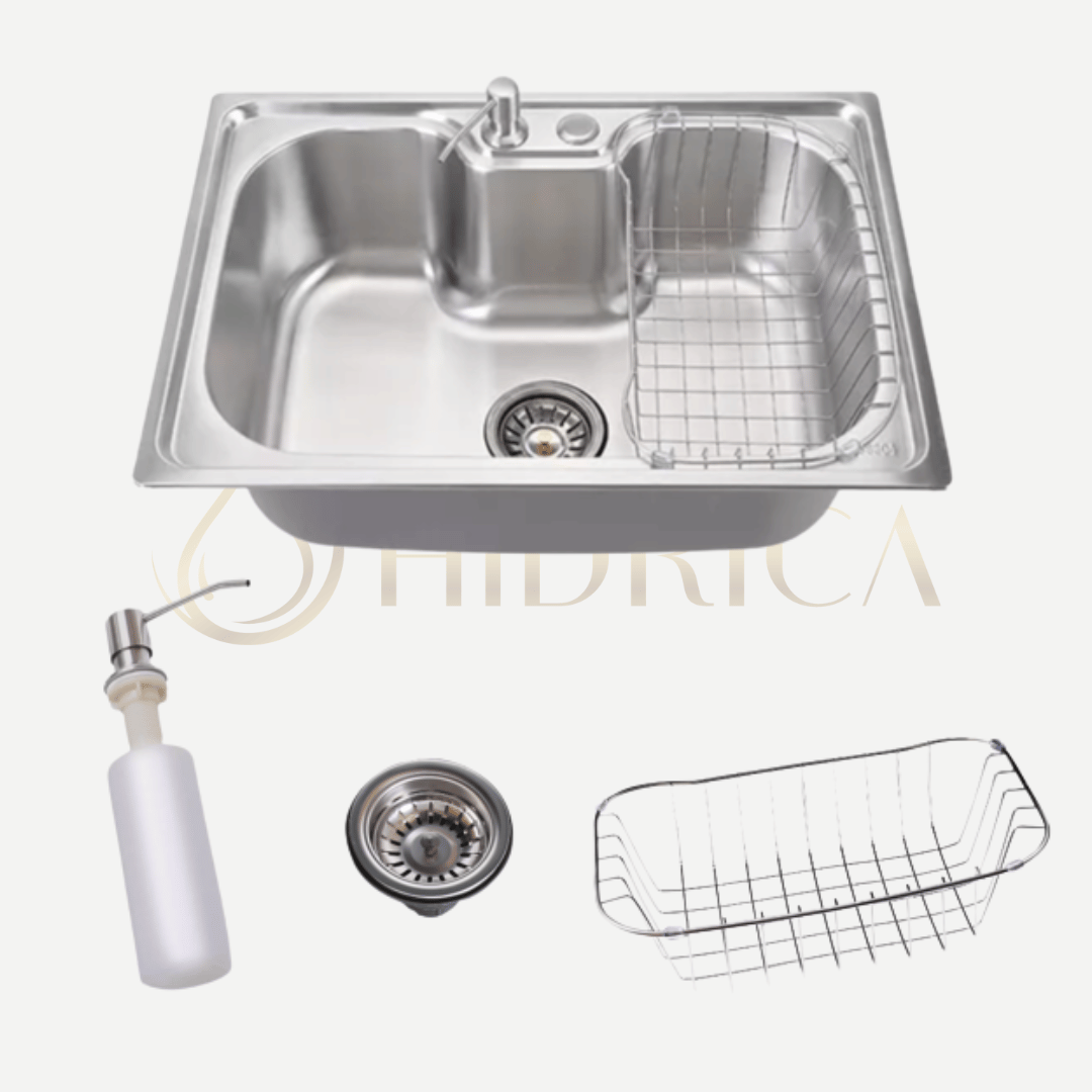 Cuba Inox 50X40 com cesto escorredor e dosador de detergente - 100% Aço Inox