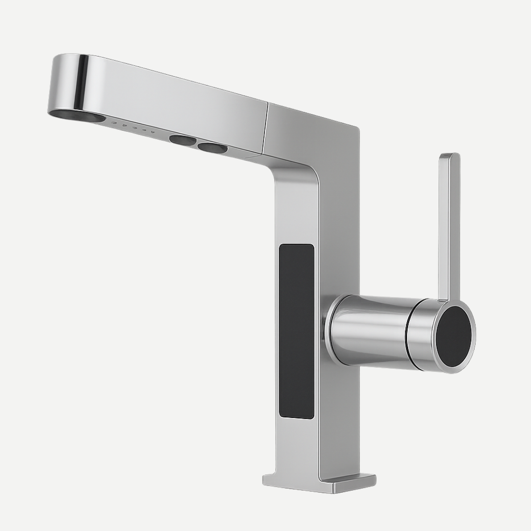Torneira Monocomando bica baixa para banheiro Pulse Line com bica extensiva e display digital