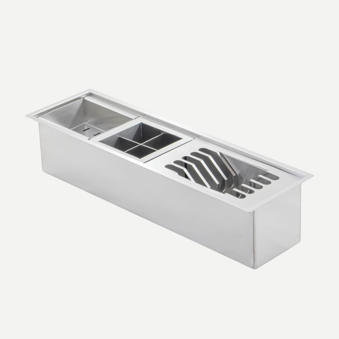 Calha úmida Lux Aço escovado 60X16 com acessórios