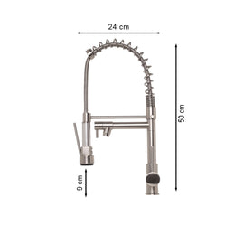 Cuba Inox Dupla Completa com Grelha + Dispenser de Sabão embutido + Torneira Gourmet Monocomando