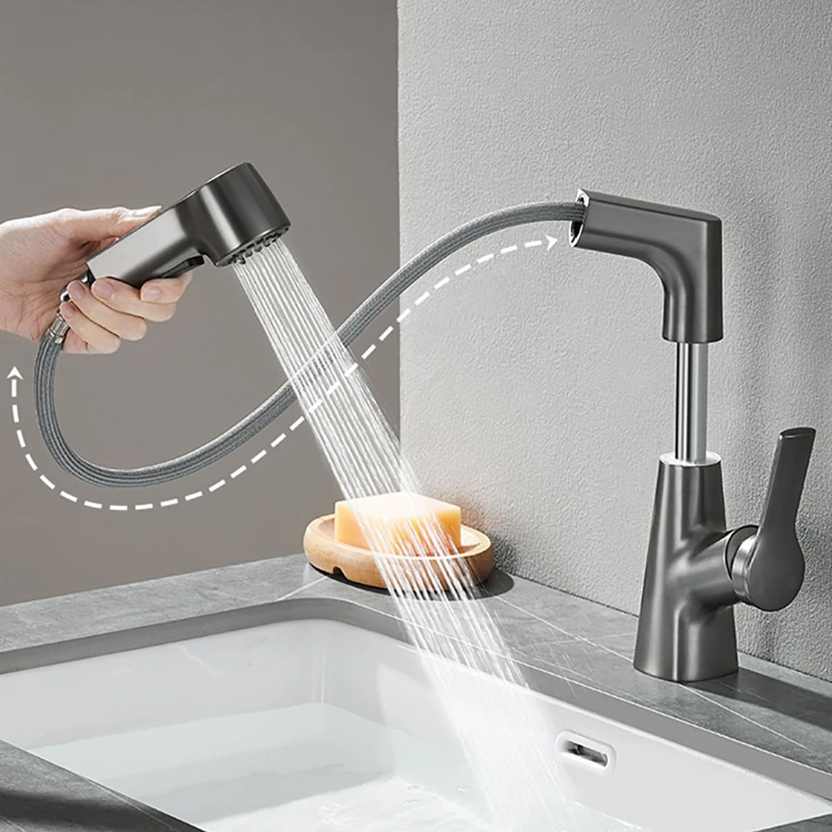 Torneira Monocomando bica média para banheiro com bica extensiva Swirl