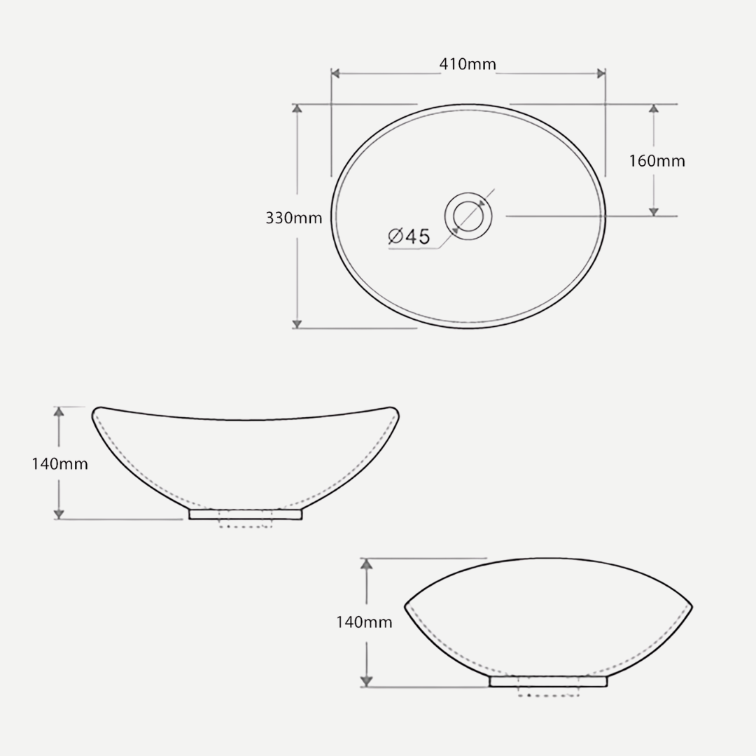 Cuba de Apoio Oval MV01 41×33 Branca