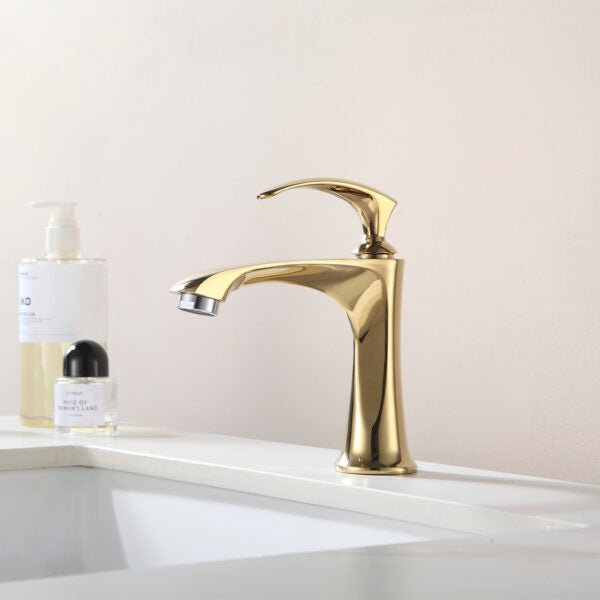 Torneira para Banheiro Dourada Água Fria - Linha Lusso