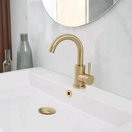 Torneira Monocomando bica baixa de bancada para Lavabo Élan Dourado escovado