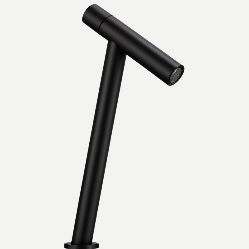 Torneira Monocomando bica alta preto fosco para lavabo Escultural Prisma
