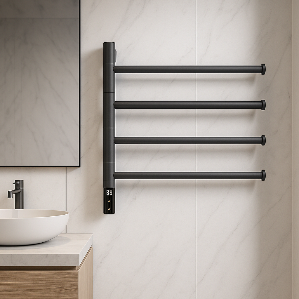 Toalheiro Térmico Rotativo Pivot Inox 304 Com 4 Barras