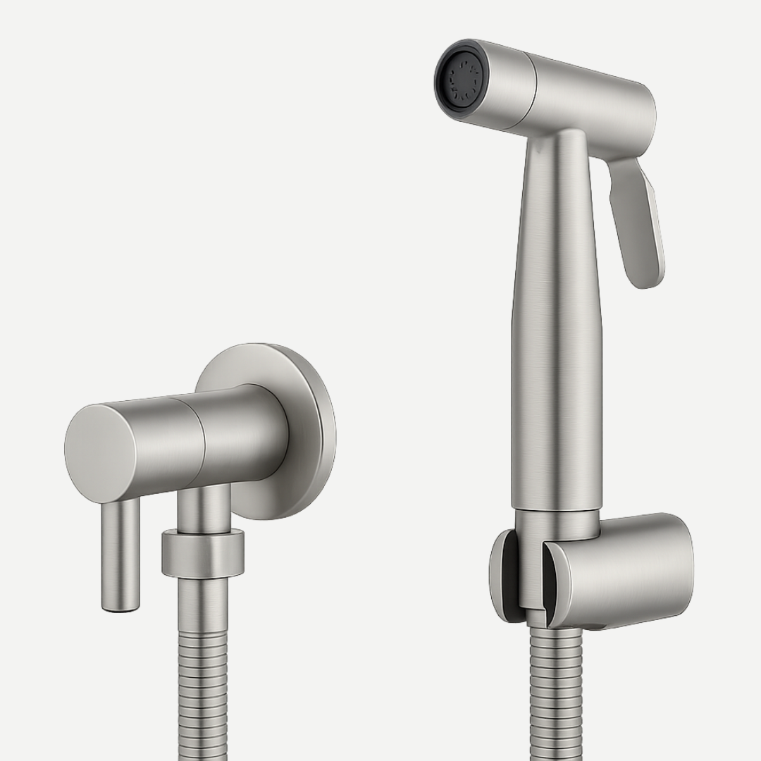 Ducha Higiênica 100% Metal Aço Inox 304 - Mangueira em Inox - Linha Rounded