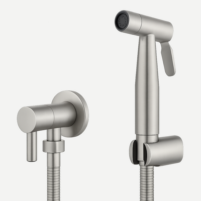 Ducha Higiênica 100% Metal Aço Inox 304 - Mangueira em Inox - Linha Rounded