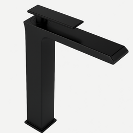 Misturador Monocomando para lavatório de mesa Bica Alta Dacar - Inox e preto fosco