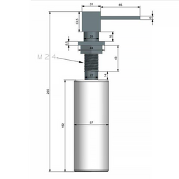 Dispênser de detergente embutido para cozinha ou banheiro Lux 350ml - Inox 304