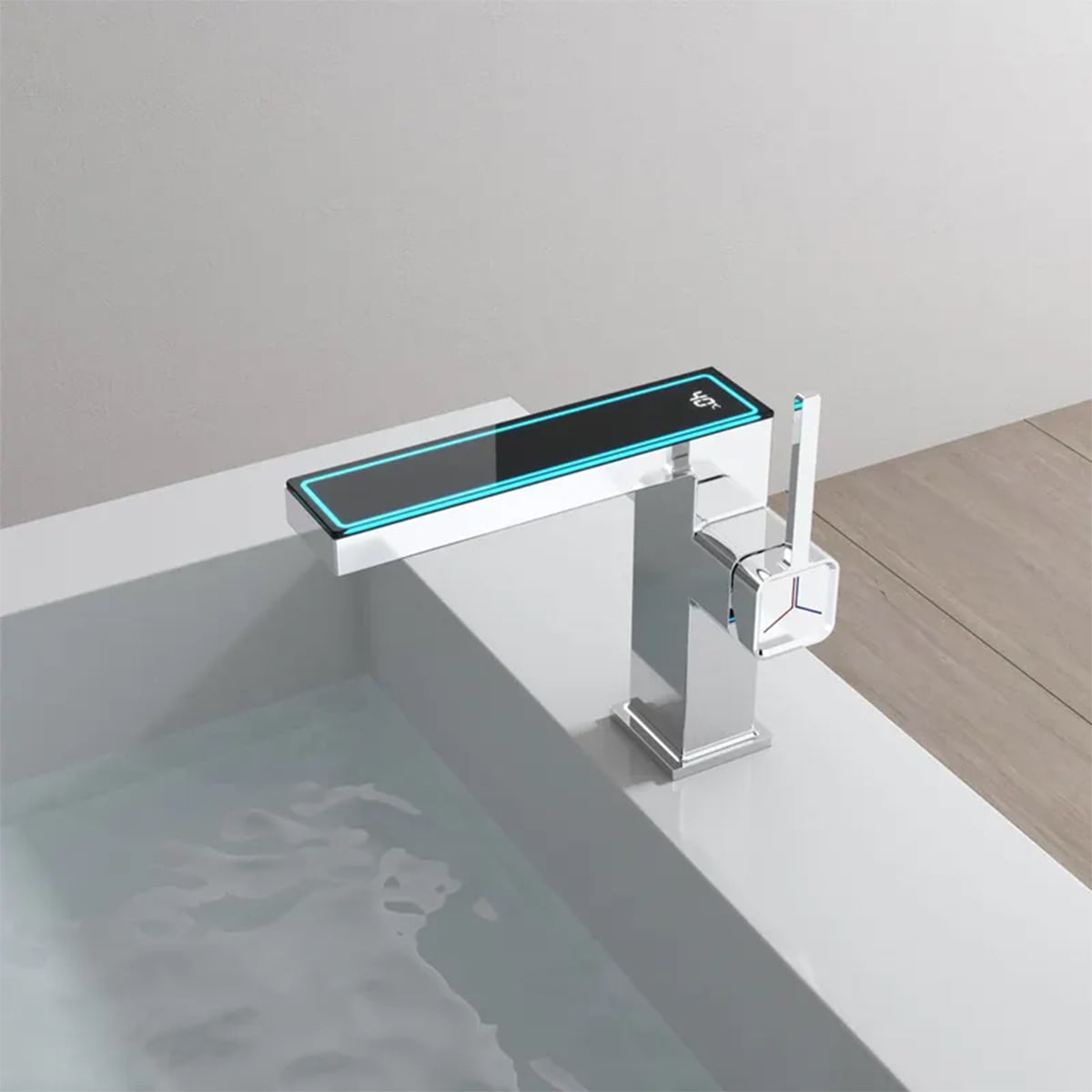 Torneira Monocomando Bica Baixa para Lavabo com Display de temperatura digital - Linha Square