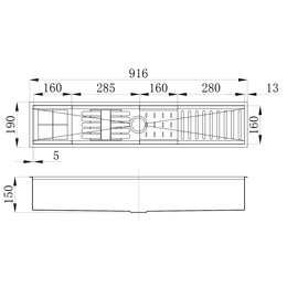 Calha úmida Lux 900 Escovado 90X16 com acessórios - 4 cores