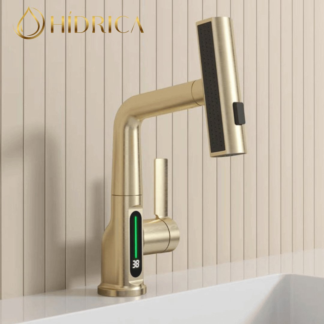 Torneira para Banheiro com Bica Extensível - Monocomando com Display e Rotação 360°