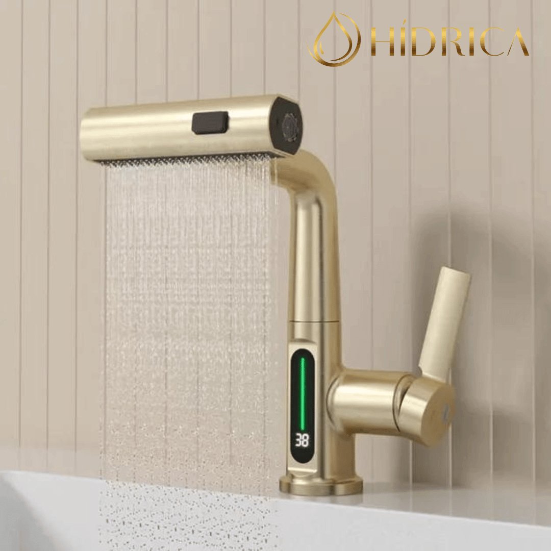 Torneira para Banheiro com Bica Extensível - Monocomando com Display e Rotação 360°
