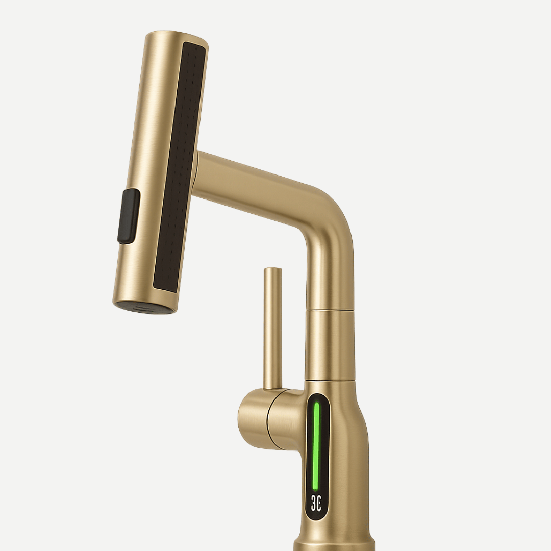 Torneira para Banheiro com Bica Extensível - Monocomando com Display e Rotação 360°