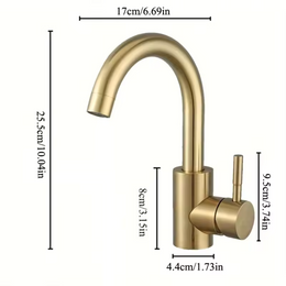 Torneira Monocomando bica baixa de bancada para Lavabo Élan Dourado escovado