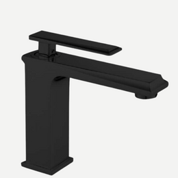 Misturador Monocomando para lavatório de mesa Bica baixa Dacar - Inox e preto fosco