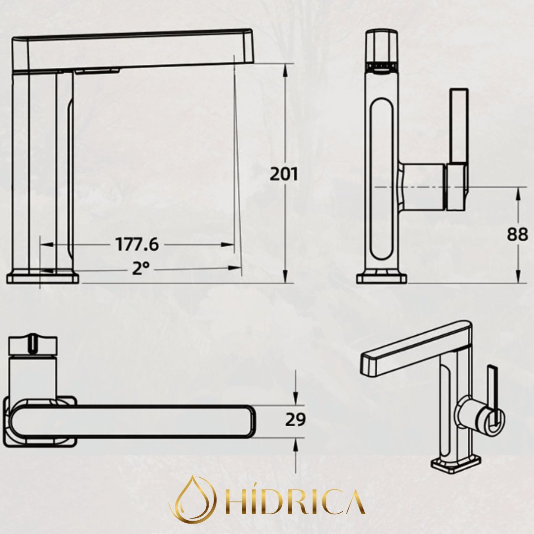 Torneira de Banheiro Bica Extensiva Monocomando Rounded