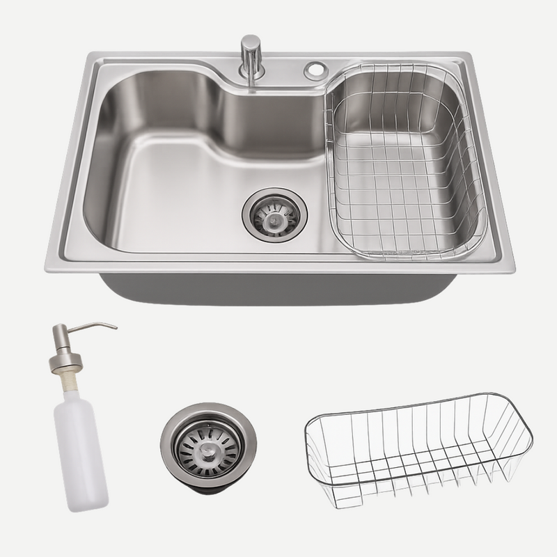 Cuba Inox 50X40 com cesto escorredor e dosador de detergente - 100% Aço Inox