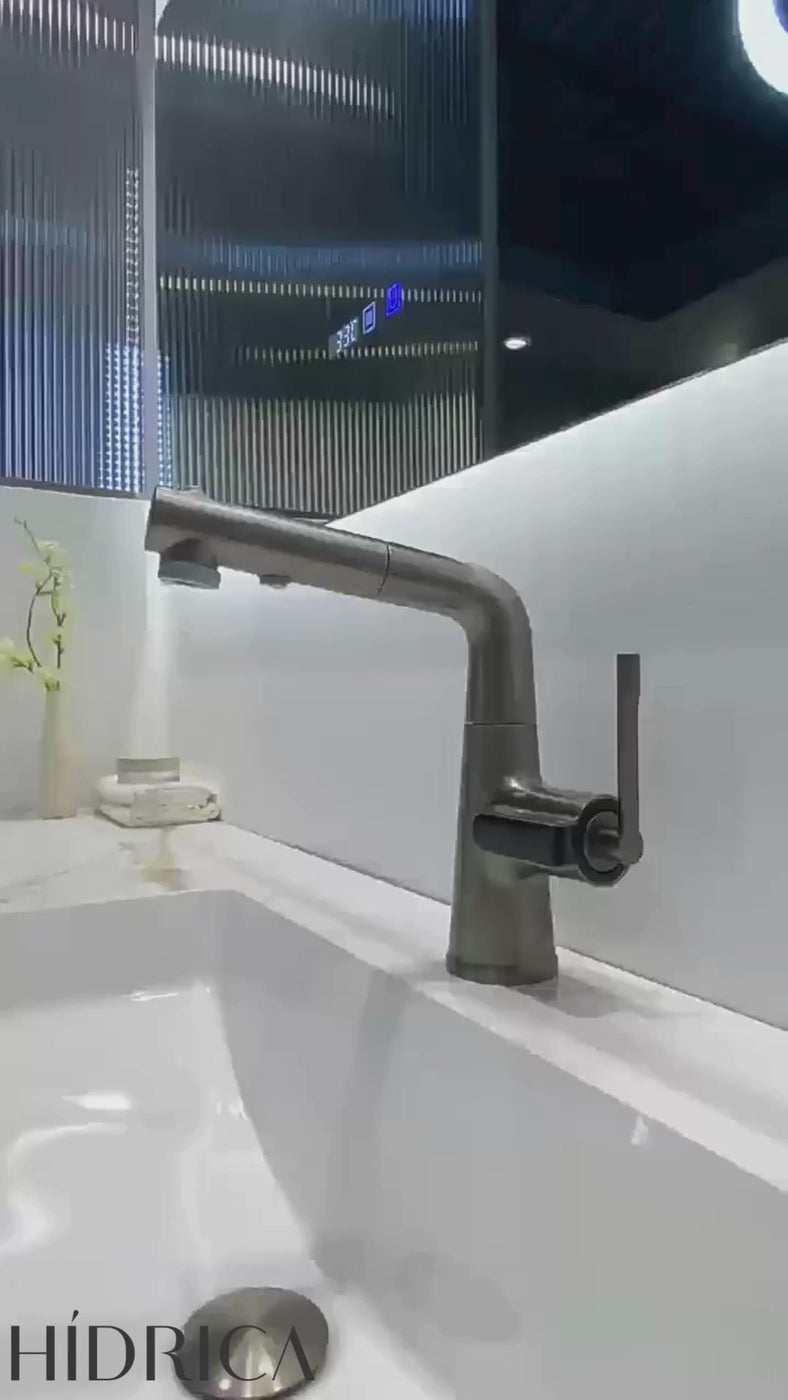 Torneira Monocomando bica alta para banheiro com display digital rotativa Elevatta